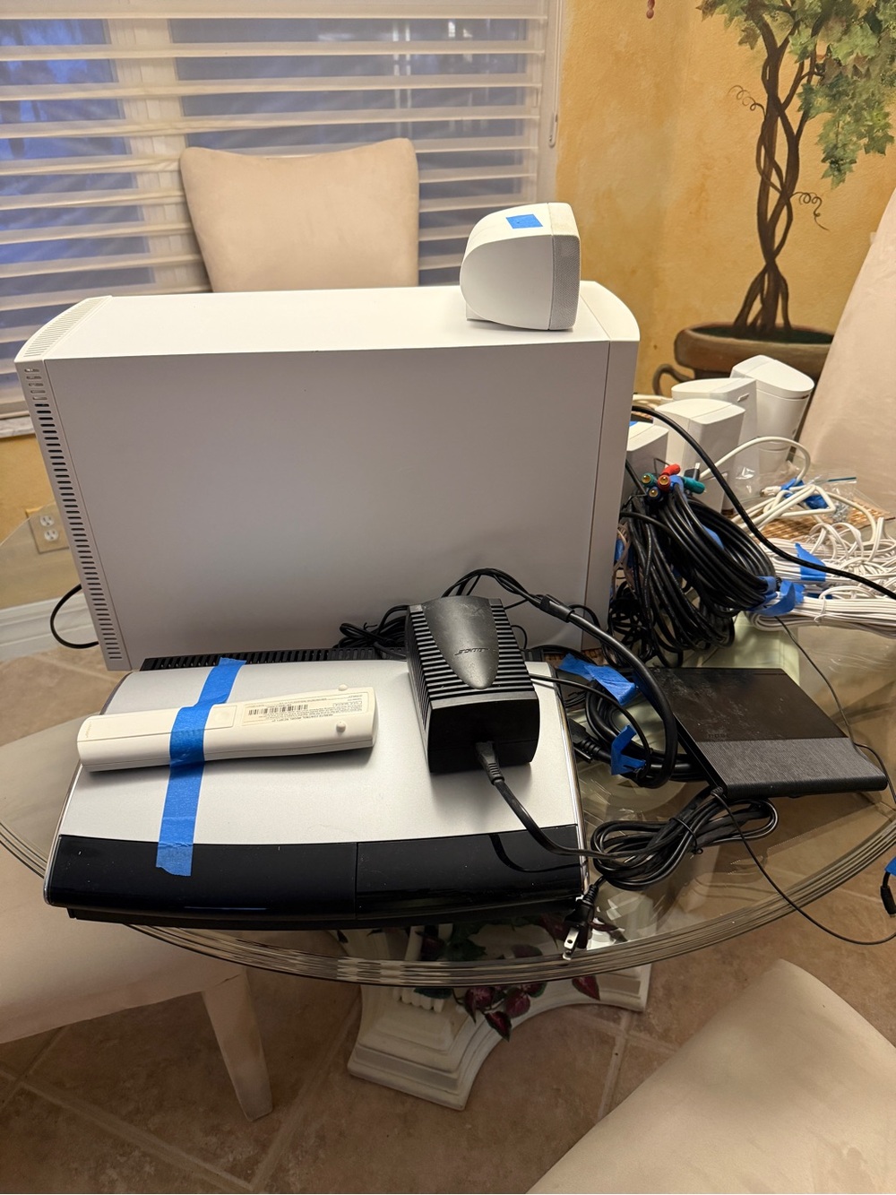 Bose White External Modules and Black Power Adapters